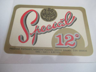 Pražské pivovary, závod Braník - Speciál - pivo 12°