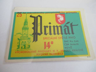 Pivovar Pardubice - Primát - Speciální světlé pivo 14°