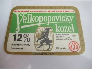 Středočeské pivovary, závod Velké Popovice - Velkopopovický kozel - Pivo 12°