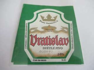 Pivovar Vratislavice nad Nisou - Vratislav - Světlé pivo 10°