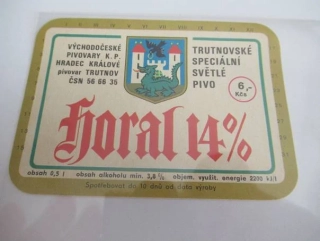 Pivovat Hradec Králové - Horal - Trutnovské speciální světlé pivo 14%