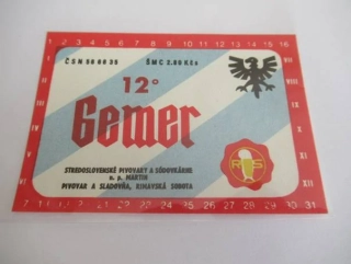 Pivovar a sladovna Rimavská Sobota - Gemer 12°