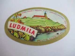Státní statek v Mělníku - Zámecké vinařství - Ludmila - Etiketa na víno