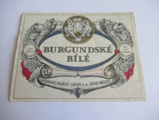 Burgundské bílé - Moravské vinařské závody - Etiketa na víno