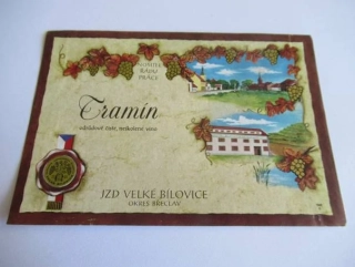 Tramín - JZD Velké Bílovice - Etiketa na víno