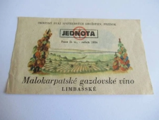 Malokarpatské gazdovské víno - Jednota - Etiketa na víno