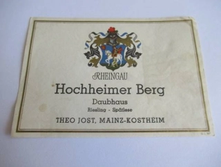Rheingau - Hochheimer Berg - Etiketa na víno