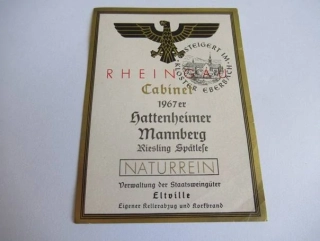Rheingau Cabínet - Etiketa na víno