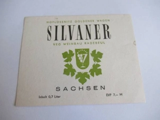 Silvaner - Sachsen - Etiketa na víno
