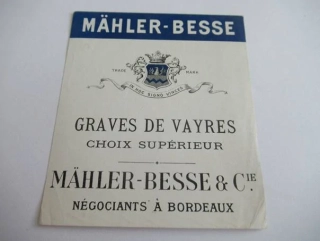 Mähler-Besse - Graves de Vayres - Etiketa na víno