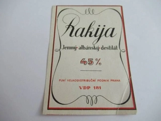 Rakija - Jemný, albánský destilát 45% - Plní velkodistribuční podnik Praha