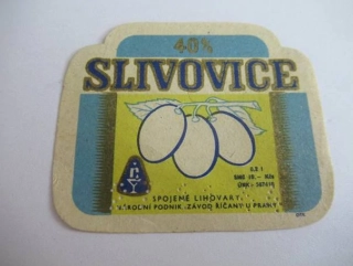 Slivovice 40% - Spojené Lihovary - Národní podnik, závod Říčany u Prahy