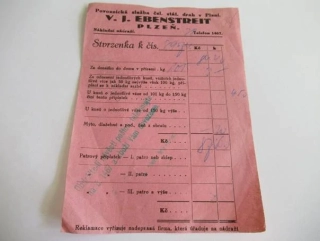 Plzeň - V. I. Ebenstreit - Provoznická služba čsl. stát. drah