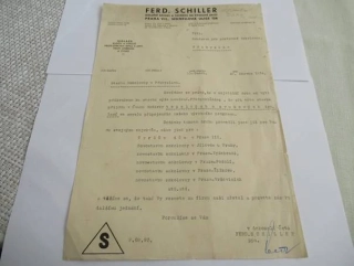 Praha - Ferd. Schiller - Isolační závody a továrna na korkové zboží - obchodní dopis