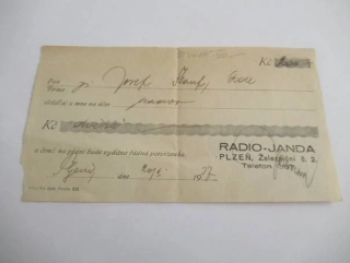 Plzeň - Radio Janda - Stvrzenka