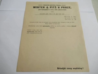 Praha - Winter & Pitš - velkoobchod papírnický a tiskopisy - Reklamní leták