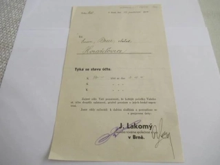 Brno - J. Lakomý - chemická továrna společnost s. r. o. - Obchodní dopis