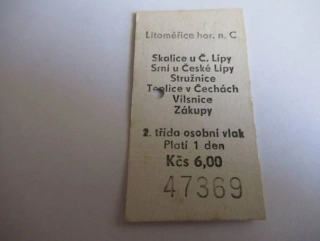 Litoměřice hor. n. C -Skalice u Č. Lípy - Srní u České Lípy - Stružnice - Teplice v Čechách - Vilsnice - Zákupy