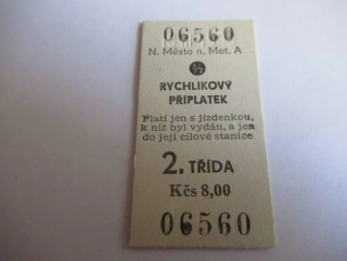 N. Město n. Metují A - Rychlíkový příplatek 2. Třída