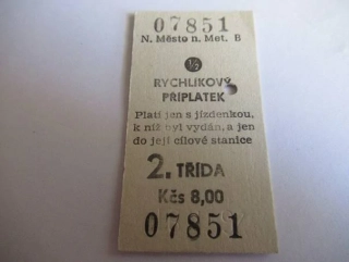 N. Město n. Metují B - Rychlíkový příplatek 2. Třída