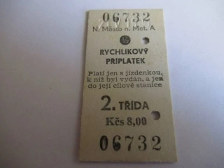 N. Město n. Metují A - Rychlíkový příplatek 2. Třída