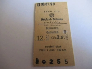 Brno hl. n. - Náchod-Běloves přes Pichůvky - směr Hnátnice - Dobruška - Ostružná