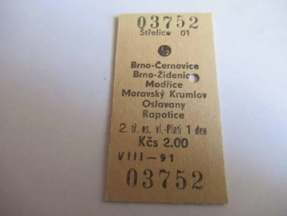 Střelice 01 - Brno-Černovice - Brno-Židenice - Modřice - Moravský Krumlov - Oslavany - Rapotice