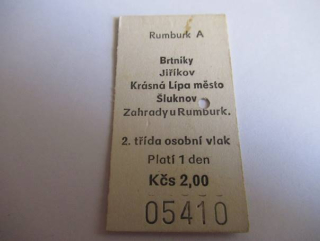 Rumburk A - Brtníky - Jiříkov - Krásná Lípa město - Šluknov - Zahrady u Rumburka