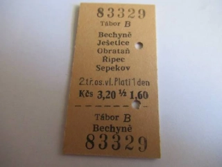 Tábor B - Bechyně - Ješetice - Obrataň - Řípec - Sepekov
