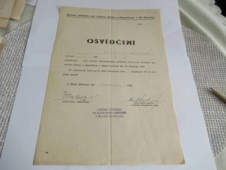Mladá Boleslav - Osvědčení za školní kurs kinematografie - 1946