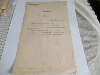 Praha - Osvědčení za služební místo - 1929