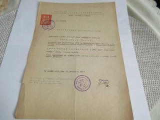 Mstětice, okres Brandýs nad Labem - Vysvědčení zachovalosti vydáno jako doklad k žádosti o vydání řidičského průkazu - 1947