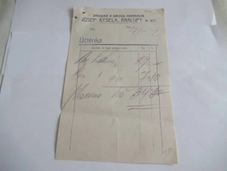 Kralupy nad Vltavou - Josef Kysela - Drogerie a obchod materialní - 1922