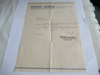 Plzeň - Radio Janda - Elektro radio- závod - 1937