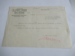 Mor. Ostrava - Dr. Josef Hinner - Advokát, Obhájce ve věcech trestních - 1943