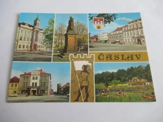 Čáslav - radnice, Žižkův pomník, Náměstí Jana Žižky, Hotel Bílý kůň..