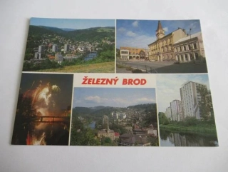 Železný Brod - celkový pohled, náměstí s radnicí, ohňostroj..