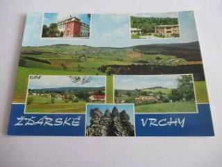 Žďárské Vrchy - Celkový pohled na Blatiny, Hotel Sběžné, Senatorium na Buchtově kopci..