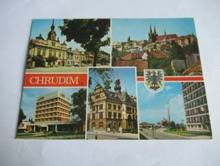 Chrudim - stará radnice, pohled na střed města, hotel Romania..