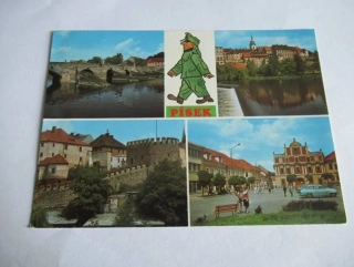 Písek - Kamenný most, celkový pohled, městské hradby, Alšovo náměstí