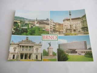 Brno - Pohled na město z Červeného kopce, Náměstí Svobody, Mahenovo divadlo..