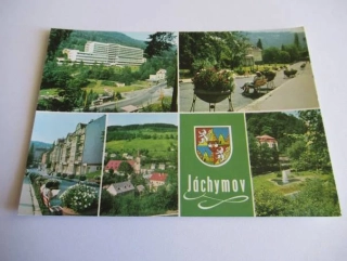 Jáchymov - Sanatorium akademika Běhounka, Kolonáda, pohled na město, park