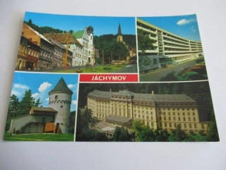 Jáchymov - radnice, lázeňský ústav akademika Běhounka...