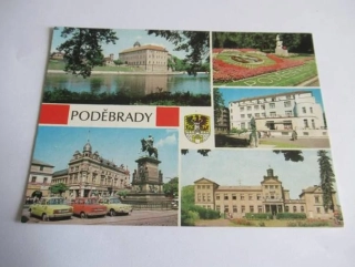 Poděbrady - zámek, sluneční hodiny na kolonádě, Lázeňský ústav Libenský..