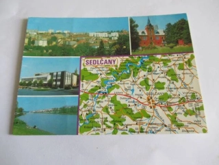 Sedlčany - celkový pohled, Červený Hrádek, Obchodní dům Rozvoj, Vodní nádrž