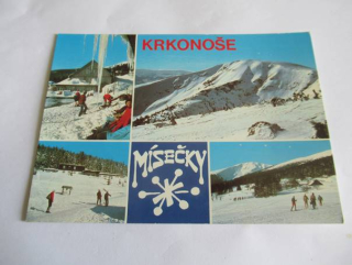 Krkonoše - Mísečky - Jilemnická bouda, Kotel, Cáchovna, bouda ČSTV, Kostel a Krkonoš z Horních Míseček