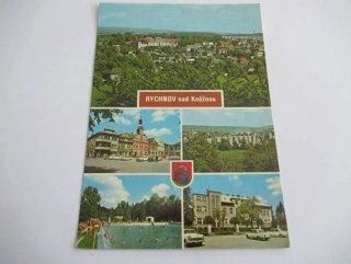 Rychnov nad Kněžnou - pohled na město, náměstí Zdeňka Nejedlého, nová výstavba, koupaliště, nemocnice