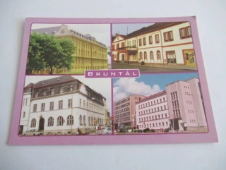 Bruntál - Pertín - budova 2. ZŠ a MOG, Radnice, Pošta. Okresní úřad