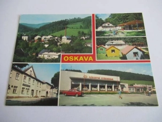 Oskava - pohled na obec, rekreační středisko KRYSTAL, Pohostinství, nákupní středisko Jednota