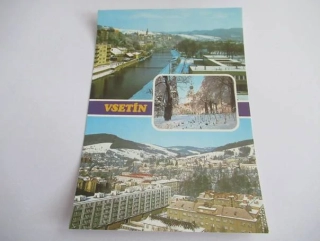 Vsetín - pohled od řeky Bečvy, zámek, celkový pohled